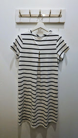 Betty Tee Dress - White/Navy Stripe