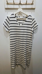 Betty Tee Dress - White/Navy Stripe