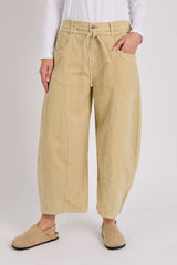 Barrel Leg Cord Jeans - Stone