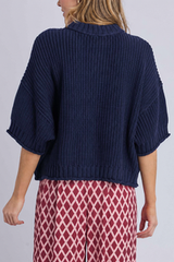 Luela Short Sleeve Knit - Navy