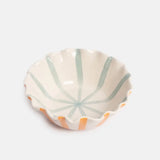 Orange / Blue Inside & Outside Stripe Frilly Bowl