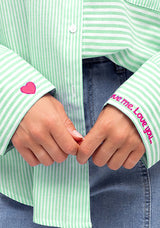 LOL Mix Stripe Heart Shirt Green
