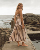 Ebby & I Linen Motion Maxi Dress Brown