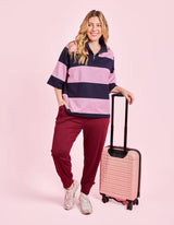 Freedom Rugby Sweat - Pink & Navy Stripe