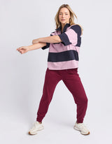 Freedom Rugby Sweat - Pink & Navy Stripe
