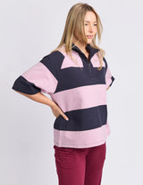 Freedom Rugby Sweat - Pink & Navy Stripe