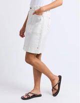 Atlas Denim Skirt White