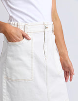 Atlas Denim Skirt White
