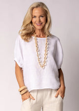 Solene Linen Top - White
