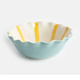 Mustard Inside Stripe Frilly Bowl