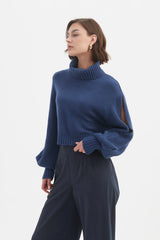 Ballon Sleeve Knit - Denim