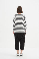 Stripe Long Sleeve Weekend T-Shirt - White/Black