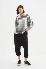 Stripe Long Sleeve Weekend T-Shirt - White/Black
