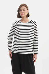 Stripe Long Sleeve Weekend T-Shirt - White/Black