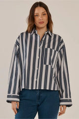 Erin Crop Shirt - Navy