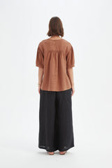 Bishop Sleeve Shirring Top - Cedar