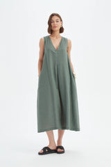 Inverted Pleat Dress - Petrol