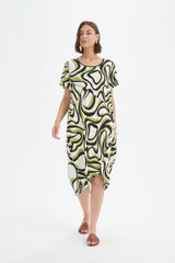 Panel Print Dress - Caramel Swirl Print