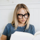 RIVIERA BLACK/IVORY - Wooden Blue Light Blocking Magnifying Reader