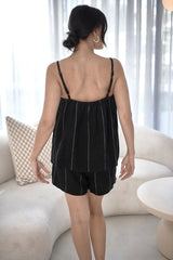 Carter Fundamental Linen Cami - Black w White Stripe