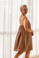 Fundamental Linen Slip Dress - Clay