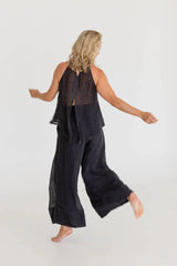 Ava Linen Top - Midnight