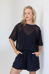 Tallows Linen Shorts - Midnight