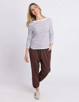 Eliza Boat Neck Tee - Stripe