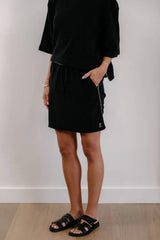Empire Club Skirt - Black with White Piping