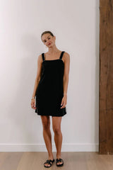 Empire Plaza Shift - Black with White Piping