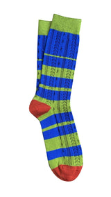 Mid Ensemble Blue Stripe Socks