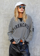 Waffle Long Sleeve Tee - Black and White