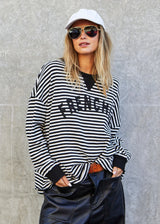 Waffle Long Sleeve Tee - Black and White