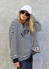 Waffle Long Sleeve Tee - Black and White