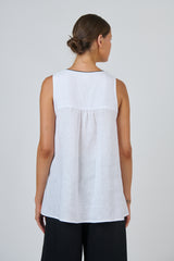 Sleeveless Linen Top - White