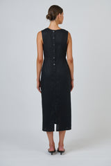 Linen Dress Sleeveless- Black