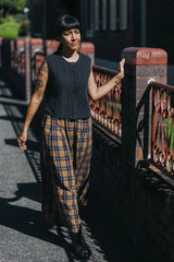 Montaigne Culottes in Blue Tweed - French Linen