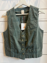 Montaigne Odette Velvet Vest - Khaki