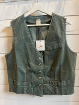 Montaigne Odette Velvet Vest - Khaki