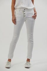 Italian Star Button Up Jeans White