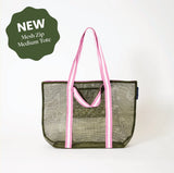 Mesh Zip Medium Tote - Khaka