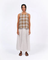 Ava Linen Cami Top - Pistachio Check