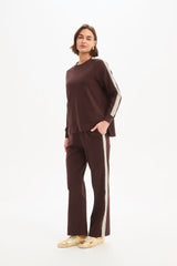 Stripe Sleeve Sweat - Chocolate/Cream Stripe