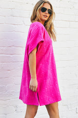 Towelling Dress - Hot Pink