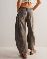 Mid Rise Barrel Denim Jeans - Grey