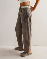Mid Rise Barrel Denim Jeans - Grey