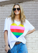 Rainbow Heart Tee - White