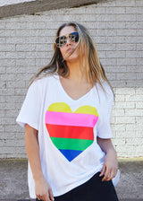 Rainbow Heart Tee - White