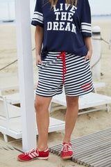 Retro Stipe Shorts - Navy/White