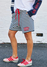 Retro Stipe Shorts - Navy/White